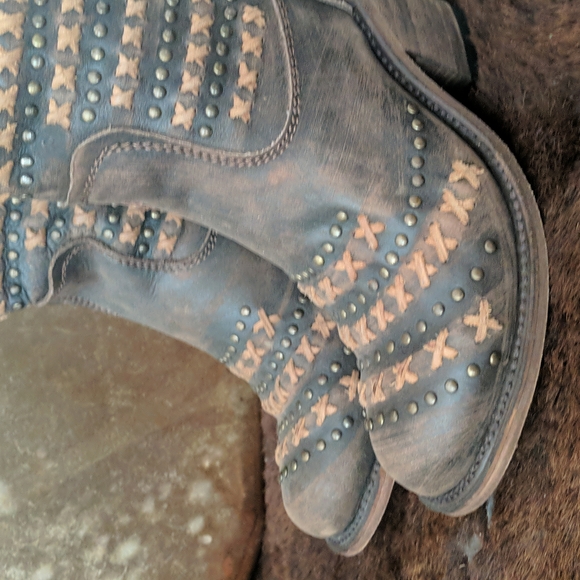 LIBERTY BLACK LB71244 Cafe Vintage studded & cross stitched tall ladies boots 6 - Picture 8 of 15